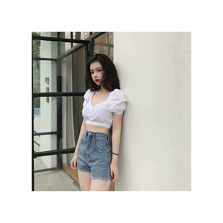 Áo Croptop Nữ Màu Trắng Xinh Đẹp
