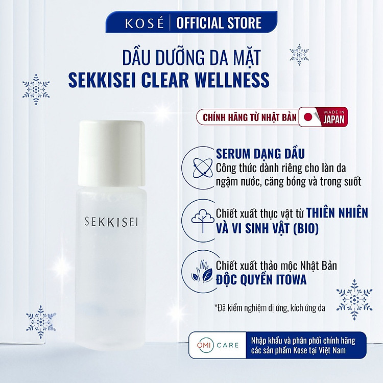 Dầu Dưỡng Da Sekkisei Dưỡng Ẩm, Làm Dịu & Phục Hồi Cho Da Nhạy Cảm Sekkisei Clear Wellness Kose Nhật Bản 45ml