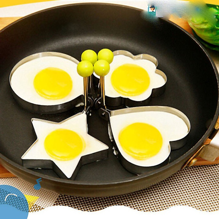 Bộ 4 khuôn chiên đúc trứng, làm bánh nhiều hình inox (hình ngẫu nhiên)