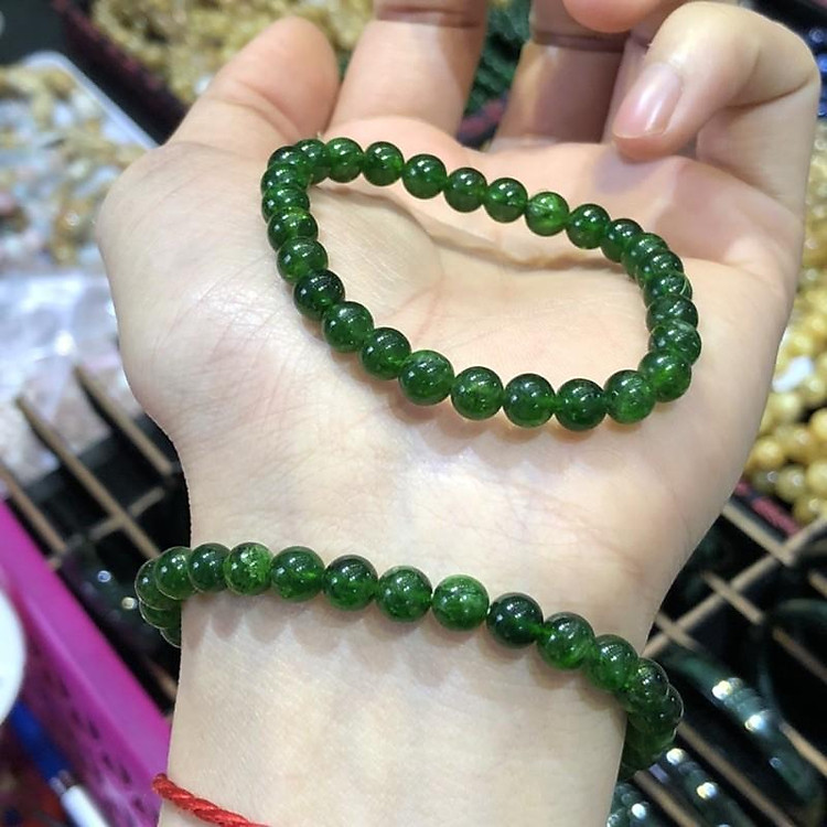 Vòng Tay Diopside Vip size hạt 6ly (6mm) - Độ bình an, may mắn, tình duyên, tài lộc cực tốt