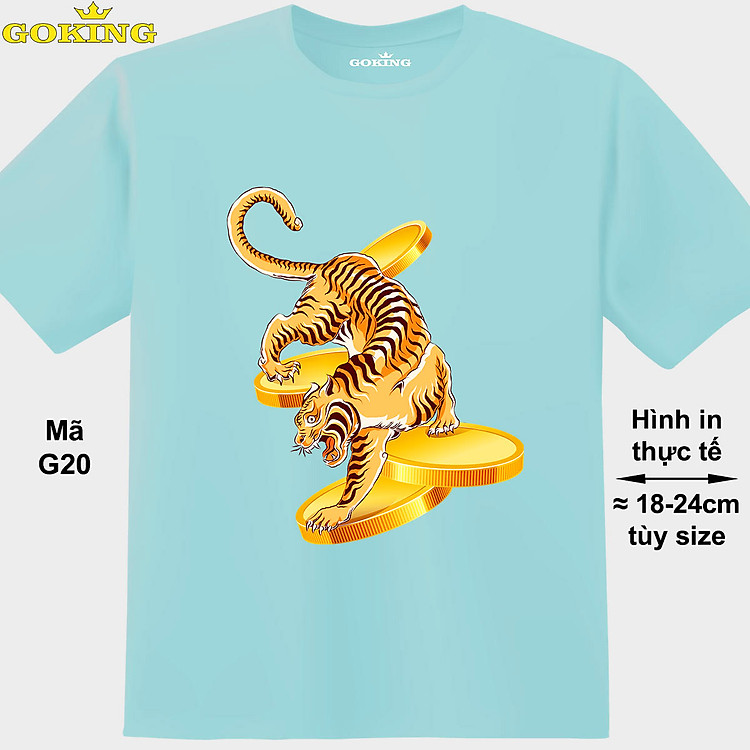 Hổ và Tiền Vàng, mã G20. Áo thun in hình siêu đẹp cho nam nữ, form unisex. Áo phông hàng hiệu GOKING. Quà tặng cao cấp cho gia đình, cặp đôi, hội nhóm, doanh nghiệp