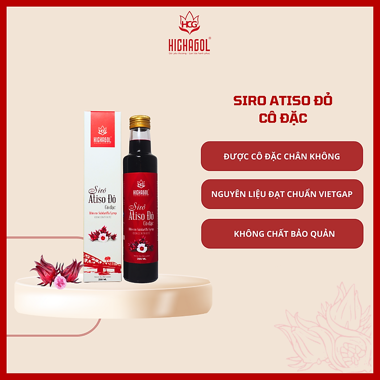 Siro Atiso đỏ Cô đặc Hichagol giúp thanh nhiệt, mát gan, đẹp da, không chất bảo quản Chai 250ml