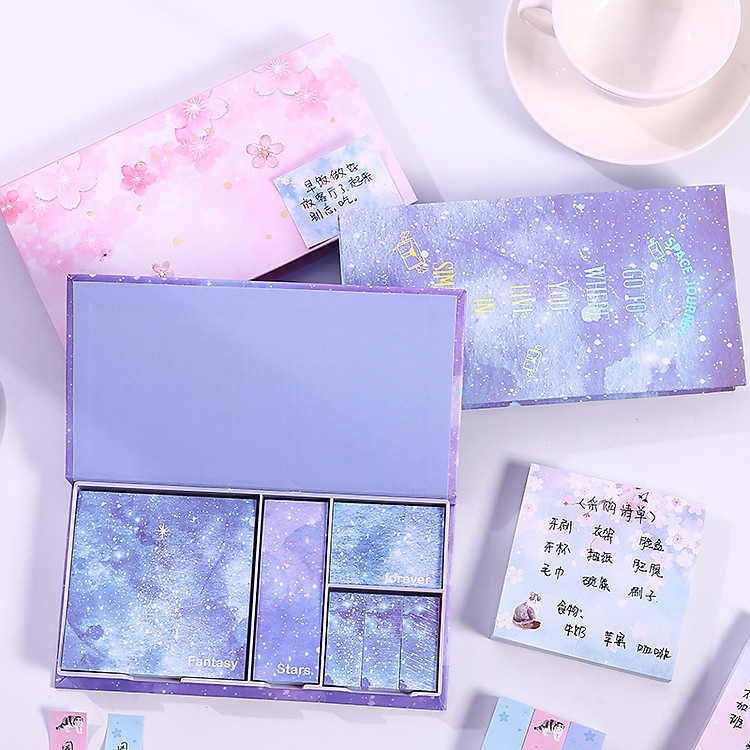 Hộp 6 Tập Giấy Note Màu Hình Hoa