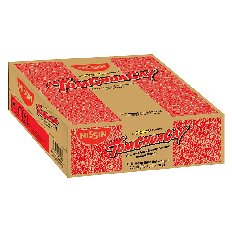 Thùng 30 Gói Mì Waxada - Hương Vị Tôm Chua Cay (70g)