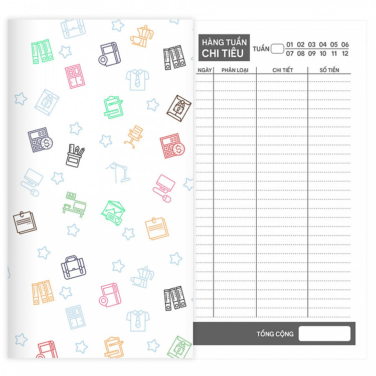 Sổ tay planner "Giữ tiền" 21x11 Bìa đồ vật ghi tiết kiệm, thu chi, tài chính, chi tiêu