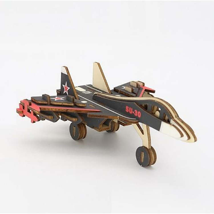 Đồ chơi lắp ráp 3D gỗ mô hình máy bay SU 30- cắt lazer - 38 mảnh ghép