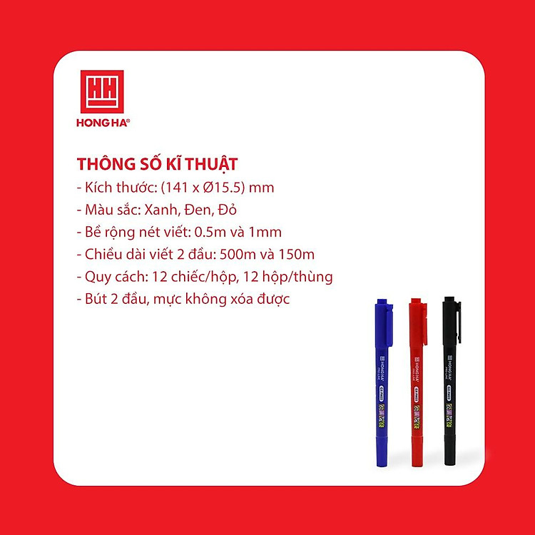 Bút lông dầu GX-PM02 (2 đầu) - Đỏ - Ảnh 6