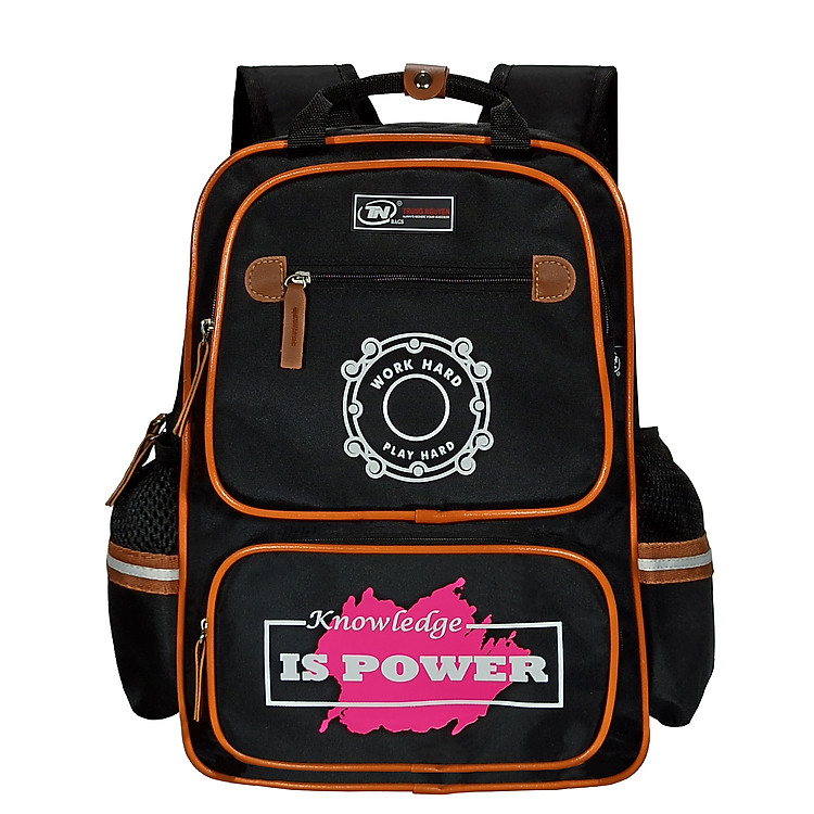 Balo thời trang, cặp đi học cấp 2 màu đen TN Bags TN.B 3013 balo học sinh nam nữ