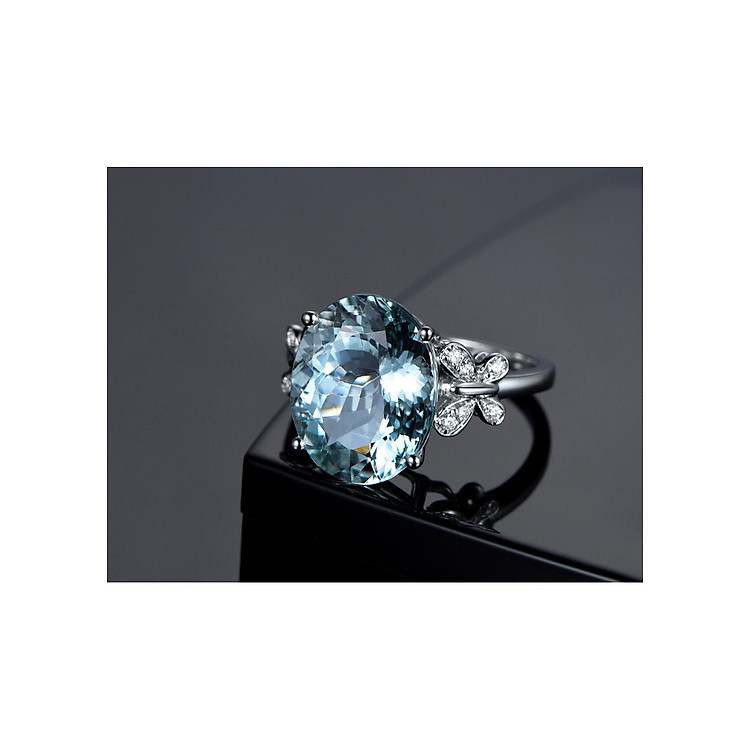 Combo Nhẫn Màu Bạch kim đính đá, kiểu dáng kim cương, kèm hộp đựng lót nỉ