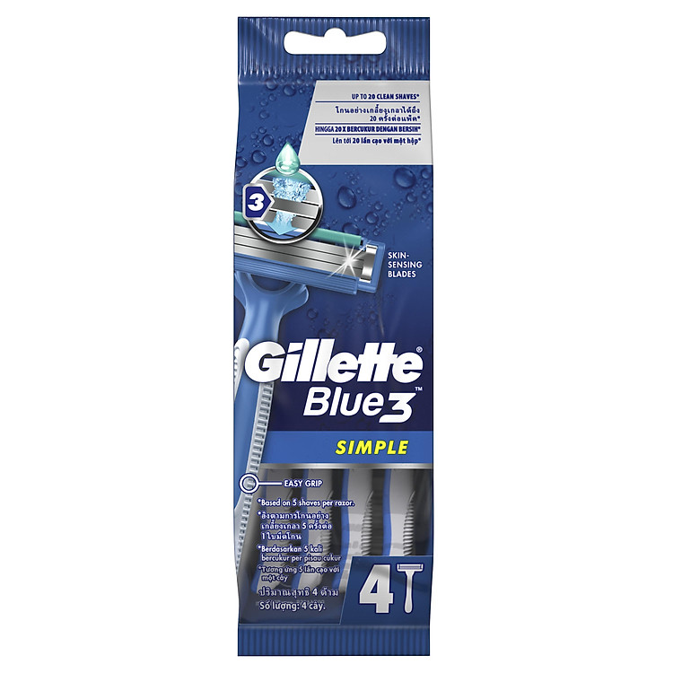 Dao Cạo Râu GILLETTE Blue3 Simple Bộ 4 Cây