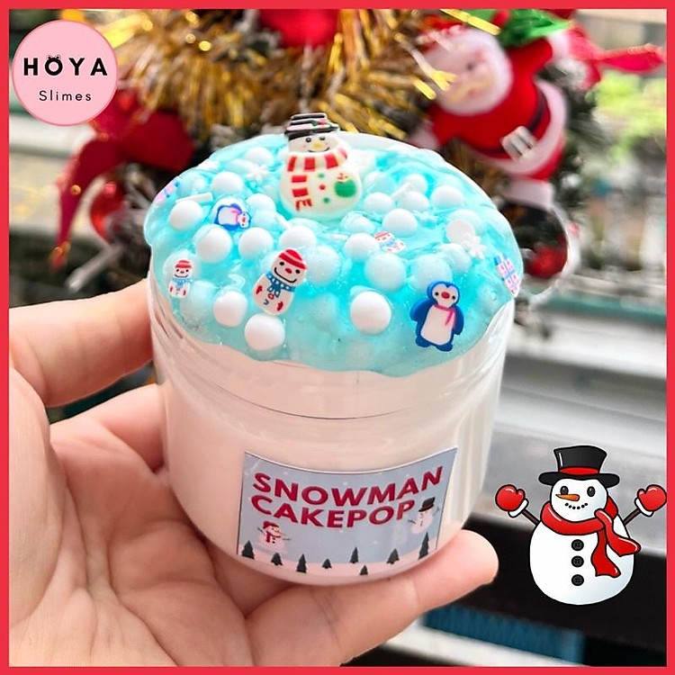 SNOWMAN CAKEPOP/ Slime Xốp Noel Bánh Kẹo Mút Người Tuyết Giòn / Floam Slime/ Đồ Chơi Slime Quà Tặng Noel Cho Bé Rẻ Đẹp