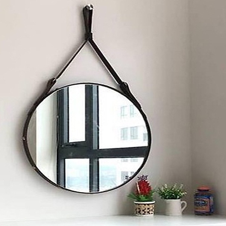 Gương treo tường viền da simili cao cấp 40cm