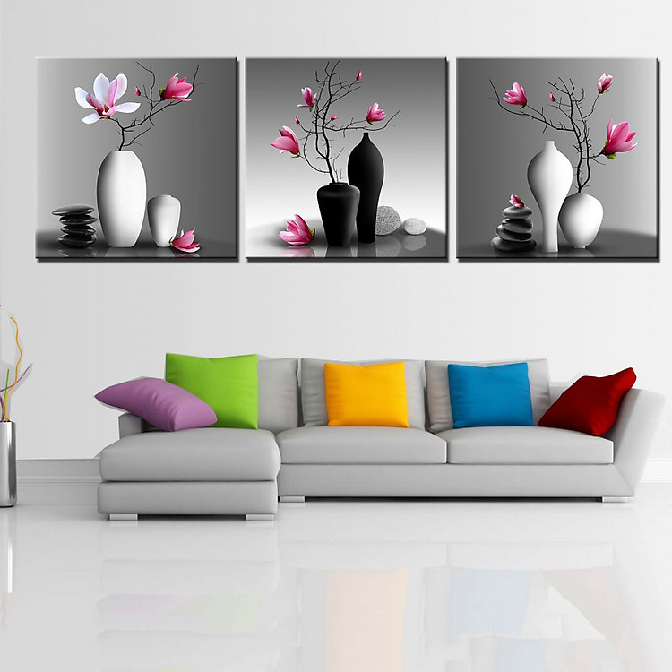 Tranh Canvas treo tường nghệ thuật | Tranh bộ nghệ thuật 3 bức | HLB_209