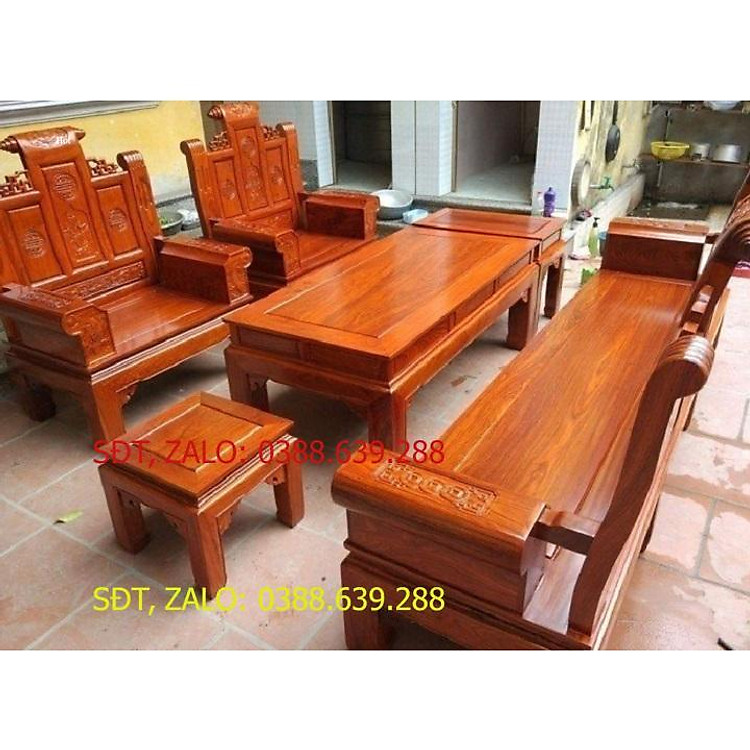 bộ bàn ghế âu á tay hộp gỗ gõ đỏ tay 10