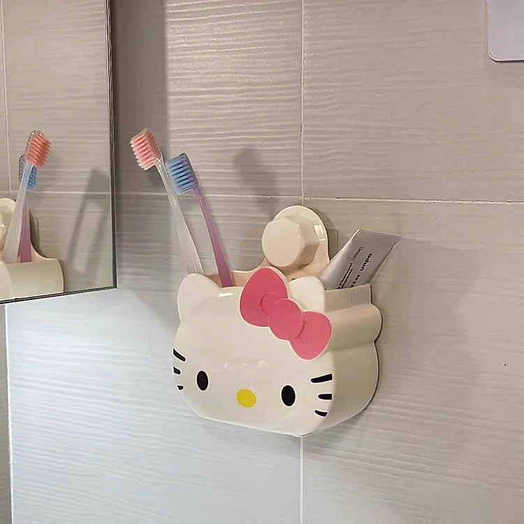 Hộp Đựng Mỹ Phẩm Treo Tường Hello Kitty – Hộp Nhựa Lưu Trữ Đồ Lặt Vặt Không Cần Khoan, Giá Đỡ Nhà Tắm Dễ Thương - HÀNG CHÍNH HÃNG MINIIN