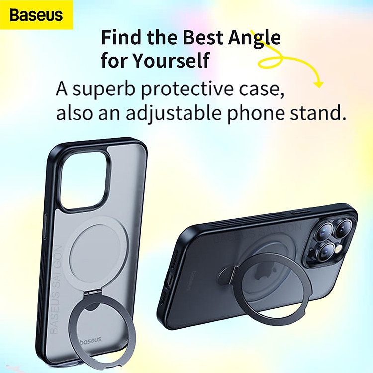 Ốp lưng baseus skyring series magnetic phone case with stand for i-p 16 series tích hợp chân đế từ tính- Hàng Chính Hãng