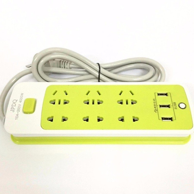Ổ điện thông minh có 6 phích cắm 3 cổng USB (Giao Màu Ngẫu Nhiên)