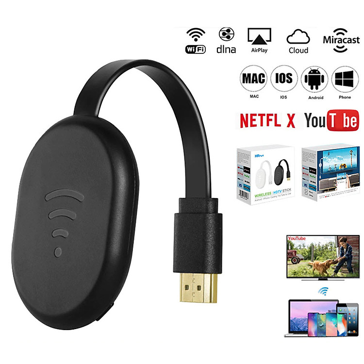 ROGTZ - Thiết Bị HDMI Không Dây Wireless E38 Phân Giải 1080P Fullhd Kết Nối Wifi 2.4ghz Tương Thích IOS Android Windows Mac Hỗ Trợ Đa Định Dạng Âm Thanh Hình Ảnh Mp3 Aac Wma Wav Ogg Mp4 Mpeg Wmv Avi Dat Casting Youtube Mirroring Netflix - Hàng Chính Hãng