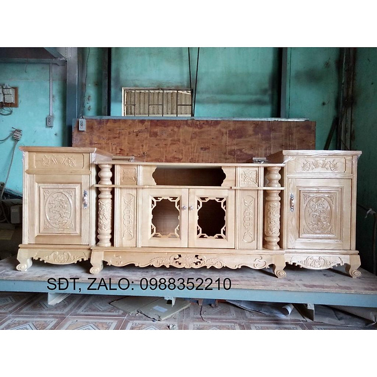 Kệ tivi gỗ sồi trắng phòng khách phòng ngủ dài 2m2 2m4