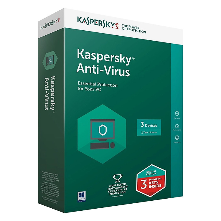 Phần Mềm Diệt Virus Kaspersky Antivirus (KAV) - 3 User - Hàng chính hãng