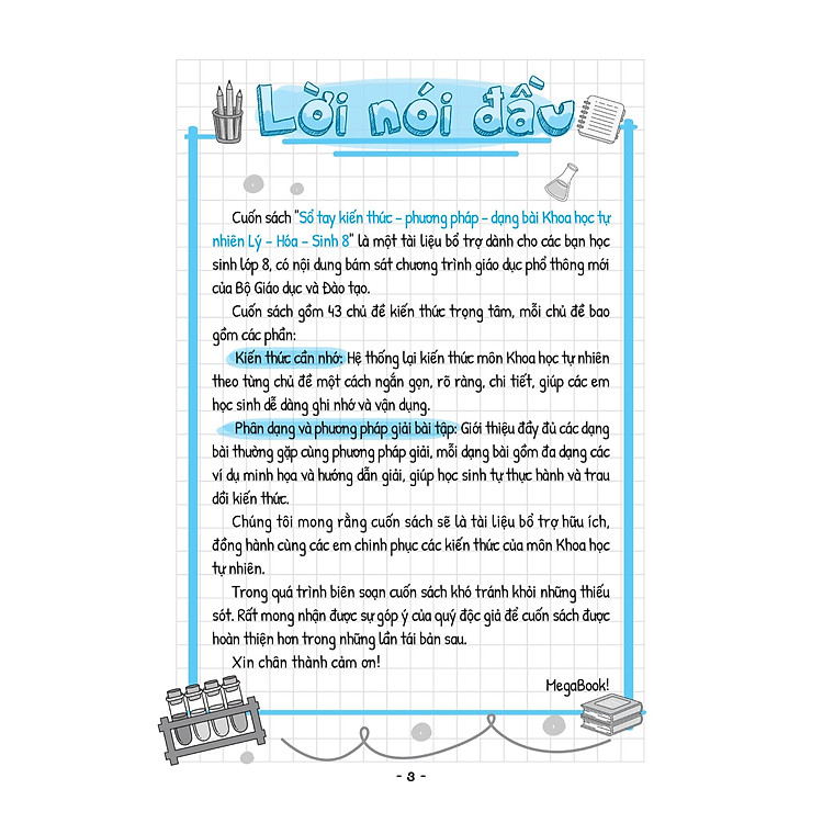 Sổ Tay Kiến Thức - Phương Pháp - Dạng Bài Khoa Học Tự Nhiên Lý - Hóa - Sinh 8 - Ảnh 4