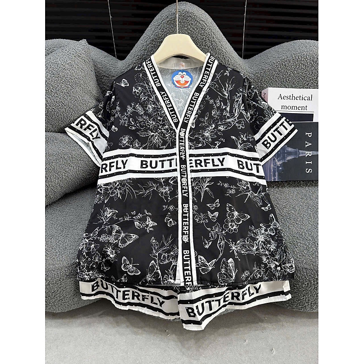 Bộ Đồ Ngủ Lụa Việt Nam Cộc Cổ Kimono Dễ Thương Xinh Xắn