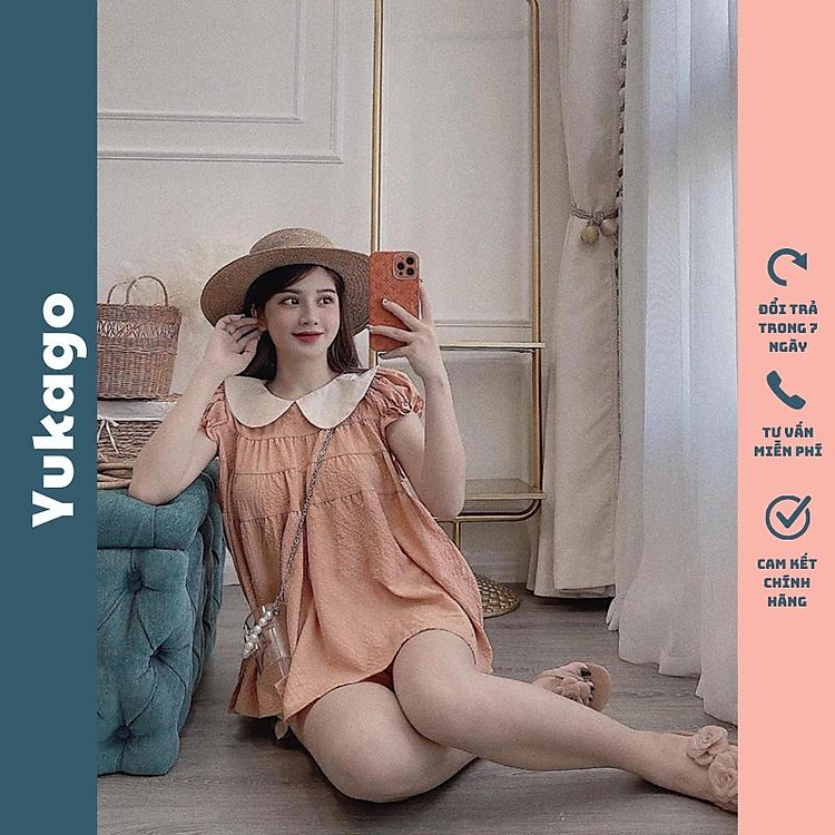 Set babydoll bộ đồ nữ cổ sen vải linen cao cấp sang chảnh YUKAGO AA5255AA