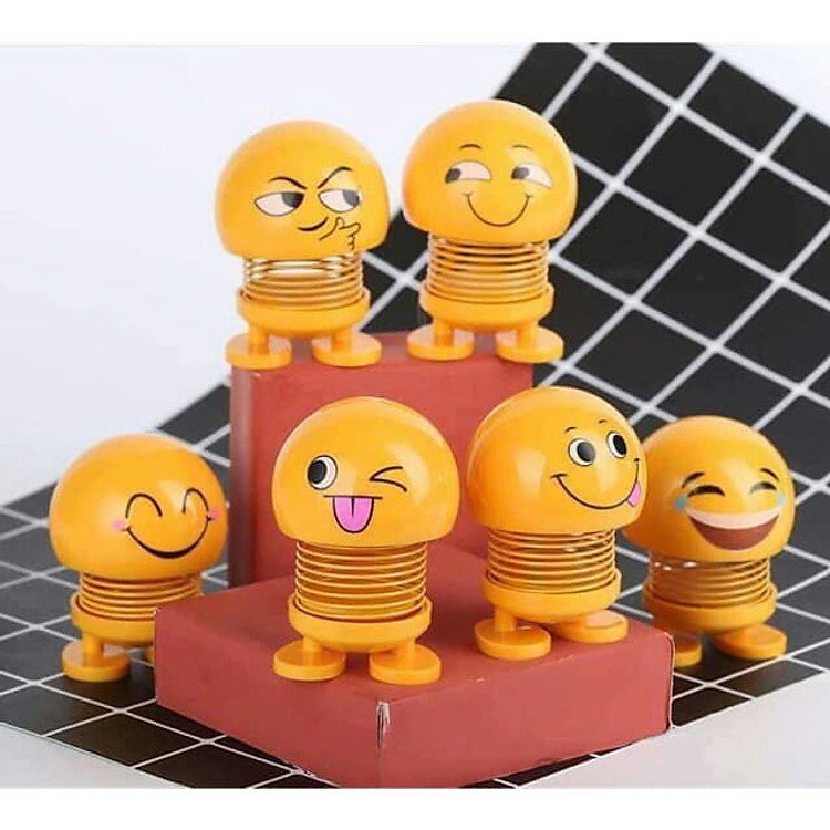 Thú nhún lò xo mặt cười biểu cảm vui nhộn Emoji ngộ nghĩnh, mặt cười cute, icon đáng yêu, đồ chơi Emotion smile Mặt cười lò xo đáng yêu, hài hước trang trí tap lô xe ô tô, xe máy, bàn làm việc