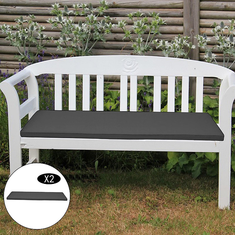 2x Garden Bench Settee Pad Seat Chair Cushion Swing Loveseat 3 Seater Grey