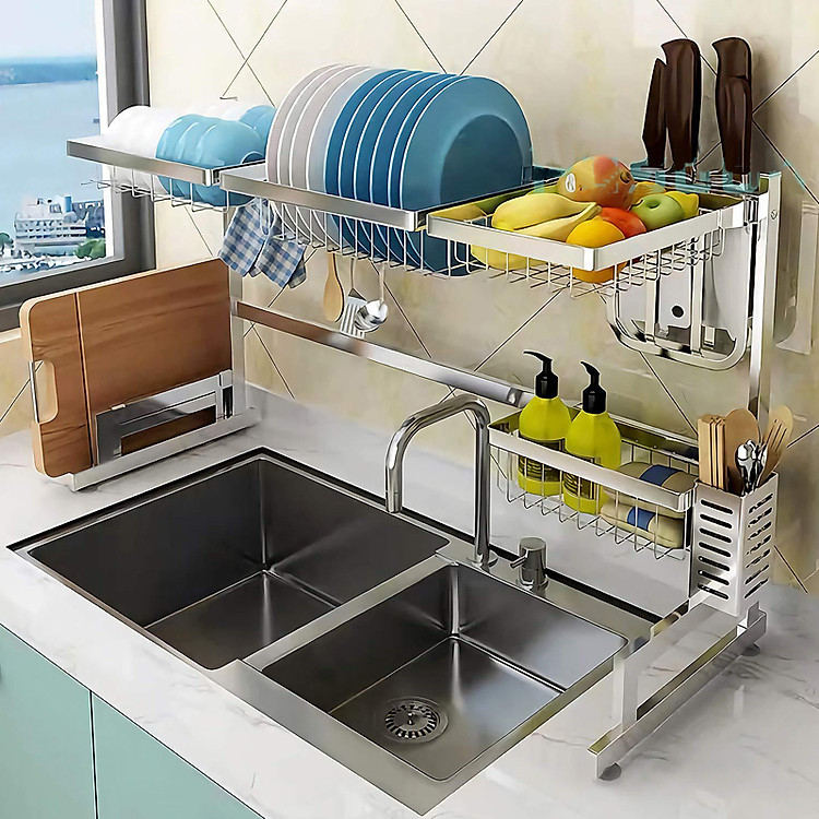Kệ Để Chén Bát Inox SUS 304 Cao Cấp Phía Trên Chậu Rửa