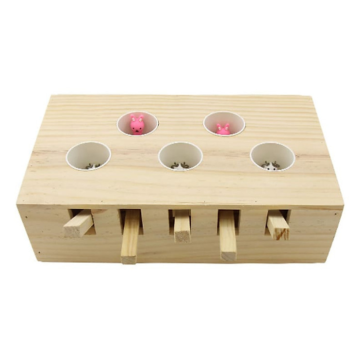 Đồ chơi đập chuột bằng gỗ cho mèo 5 lỗ Kún Miu