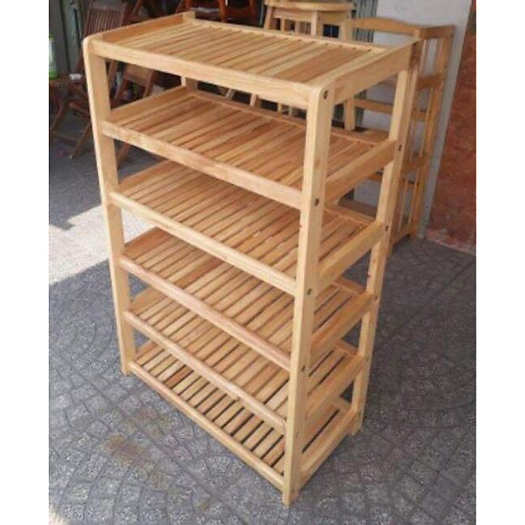Kệ Giày Dép 6 Tầng Dài 80 cm Gỗ Cao Su