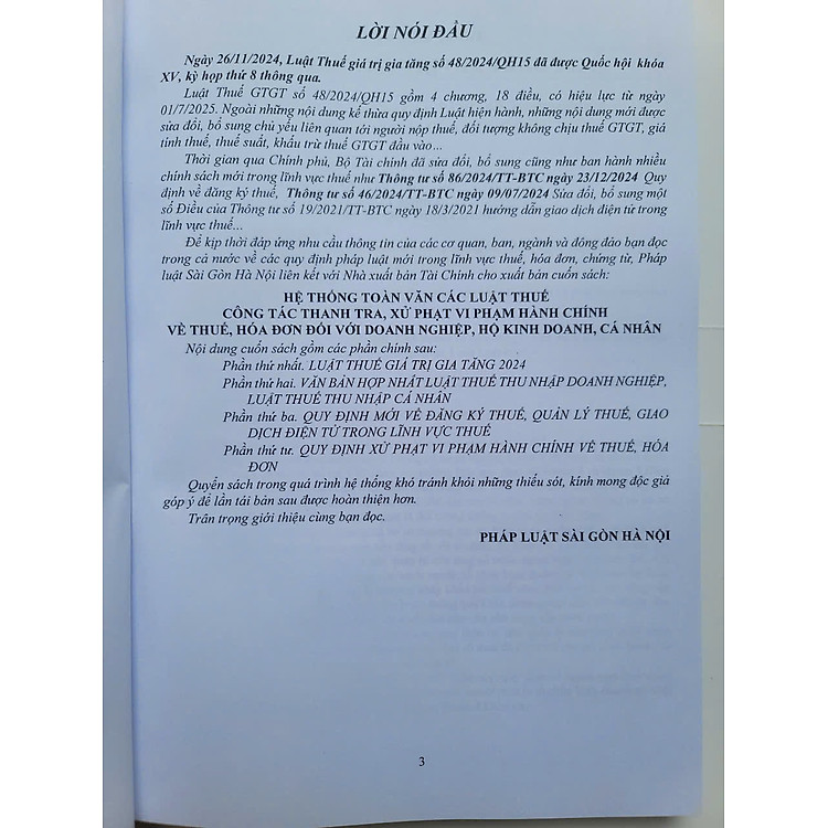 Hệ Thống Toàn Văn Các Luật Thuế – Công Tác Thanh Tra, Xử Phạt Vi Phạm Hành Chính Về Thuế, Hóa Đơn Đối Với Doanh Nghiệp, Hộ Kinh Doanh, Cá Nhân (V2537D) - Ảnh 3