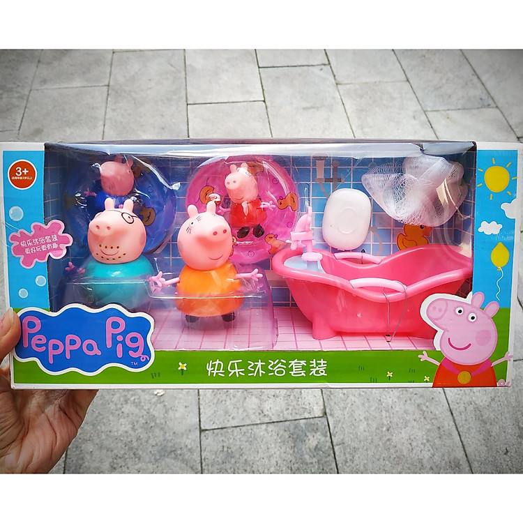 Bộ đồ chơi phụ kiện phòng tắm cho gia đình búp bê heo Peppa Pig