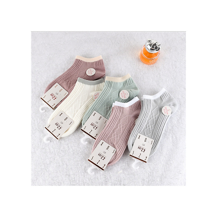 Bộ 5 đôi tất nữ ngắn cổ Pastel - Hàng cao cấp