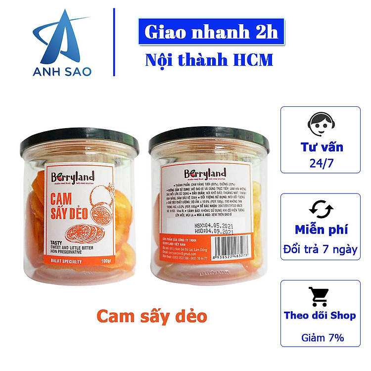 Cam sấy dẻo Berryland 100g - Đặc sản Đà Lạt trái cây sấy - Quà tặng ý nghĩa - Món ăn vặt lý tưởng