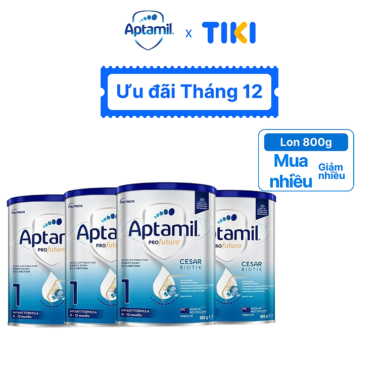 Combo 4 Sản phẩm dinh dưỡng công thức Aptamil Profutura Cesarbiotik 1 Infant Formula (Dành cho trẻ từ 0 - 12 tháng tuổi) - 800g