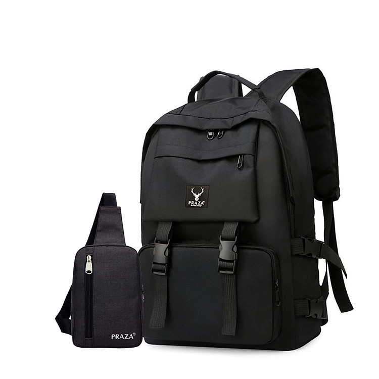 Combo Balo Ulzzang Hàn Quốc Và Túi Đeo Mini Praza - BL185DC095 (Đen)