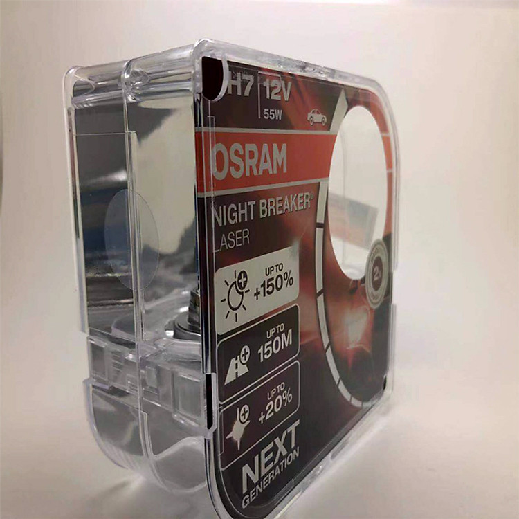 Bộ 2 bóng đèn Pha oto siêu sáng Osram Laser H7-12v 55w tăng sáng 150%, chiếu xa 150m tăng cường 20% ánh sáng trắng xe ô tô đời 2019 có lớp phủ chống tia UV – Tặng Kèm Móc Khóa 4Tech.