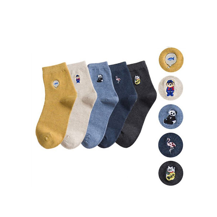 Bộ 5 đôi tất cổ trung cho nữ cotton siêu đẹp