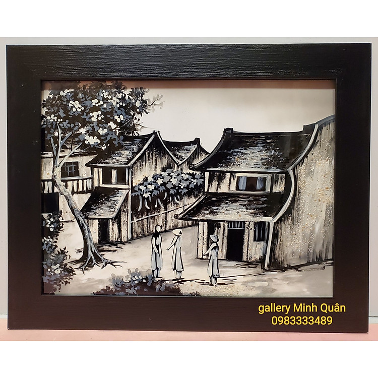10 MẪU TRANH SƠN MÀI PHỐ CỔ HÀ NỘI ĐEN TRĂNG