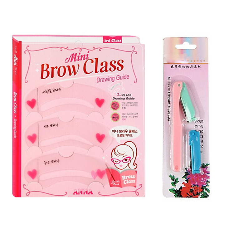 Combo khuôn kẻ lông mày và dao tỉa lông mày