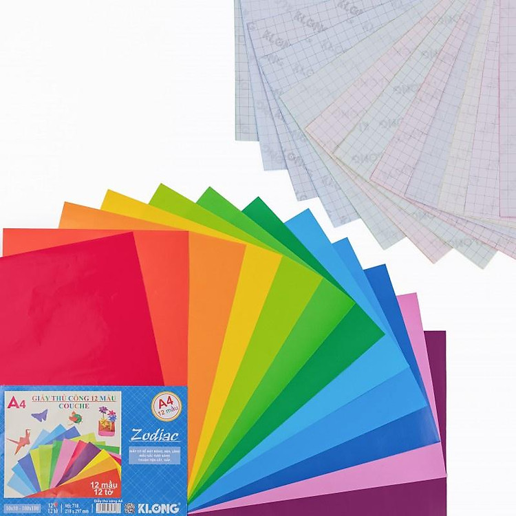 Giấy thủ công Couche A4 (12 màu) - Ảnh 2
