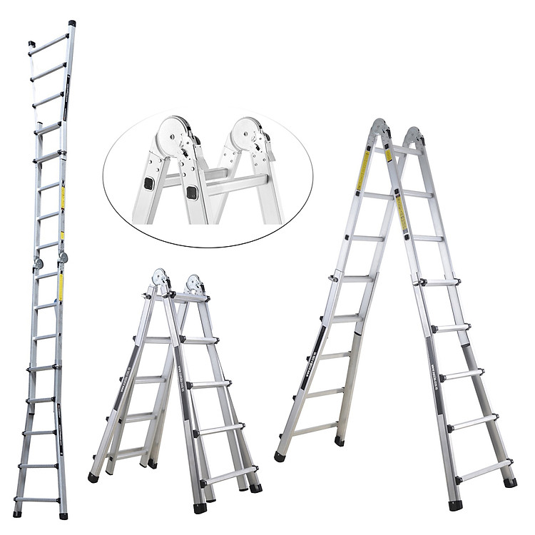 Thang nhôm rút lồng đa năng SUMIKA SKM405 - Chữ A cao nhất 2.5m, chữ I cao nhất 5.0m, tải trọng 300kg