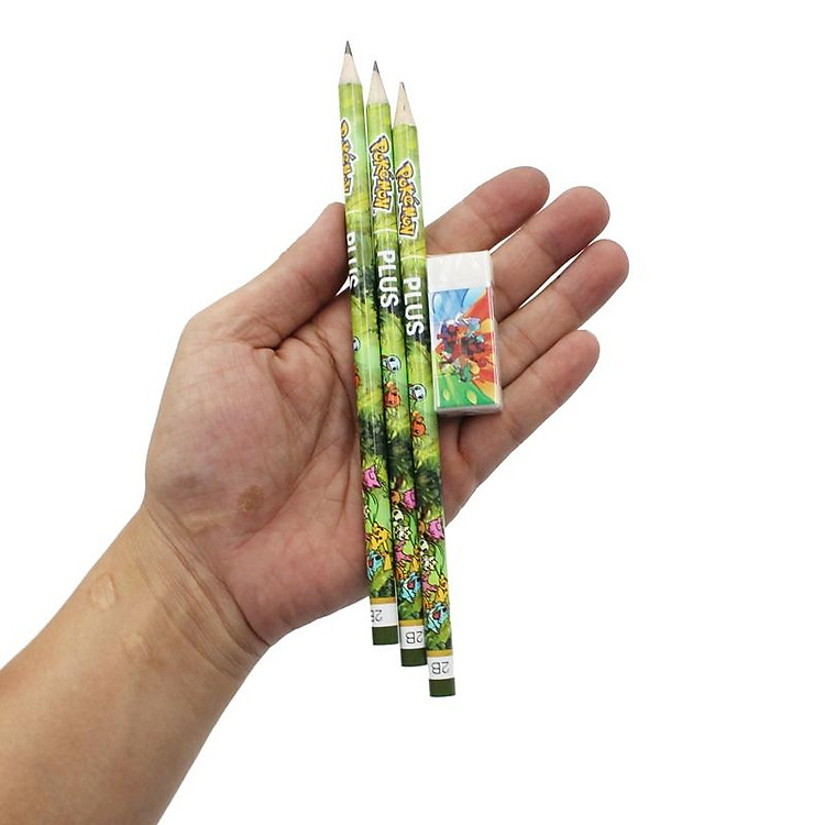 Bộ Bút Chì 2B (3 cây) + Cục Gôm Xanh Lá - Ảnh 3