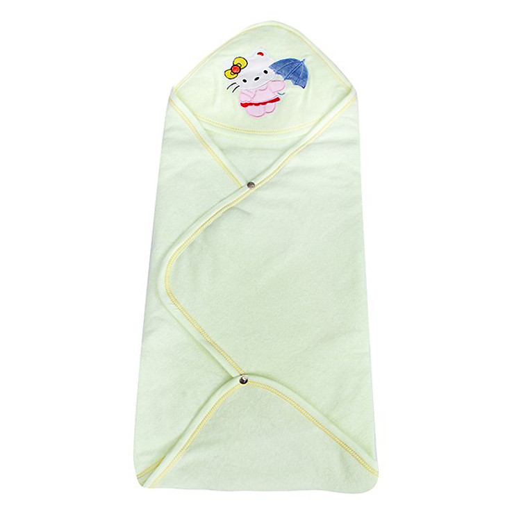 Khăn Trùm Ngủ Thêu Thú 2 Lớp Giữ Ấm Cho Bé Gái