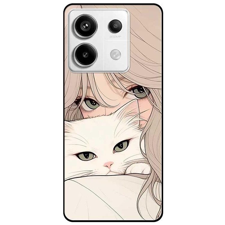 Ốp lưng Redmi 9T - 13C - 13 4G - Redmi Note 13 4G - Note 13 Pro 4G - Note 13 Pro 5G - Mèo Và Cô Gái - Hàng Chính Hãng