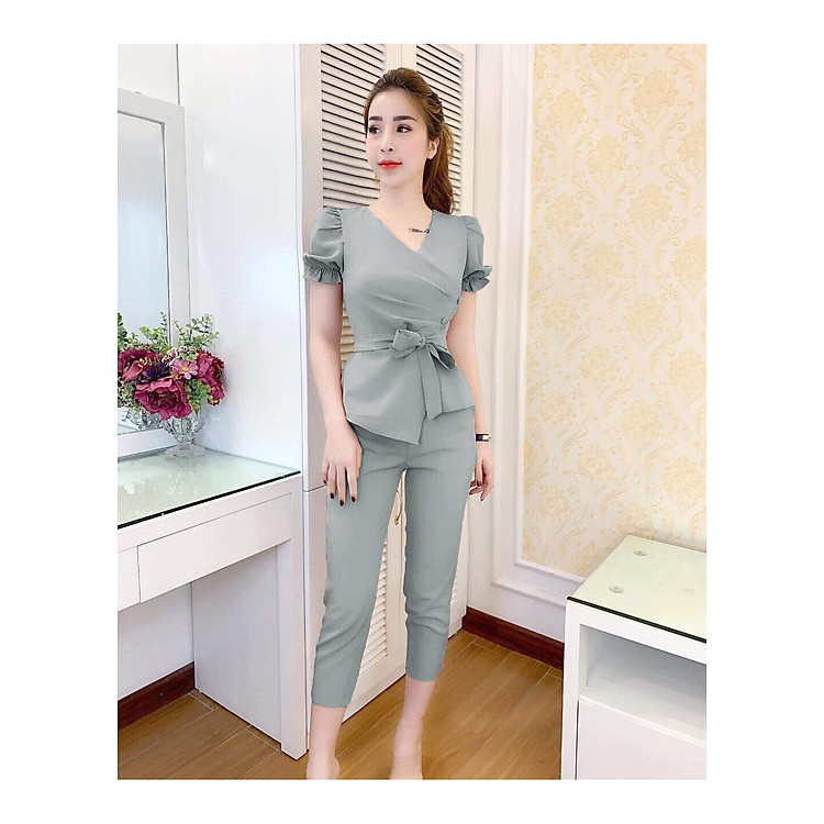Set Bộ Tay Phồng Cột Eo Thời Trang Nữ - NT8114