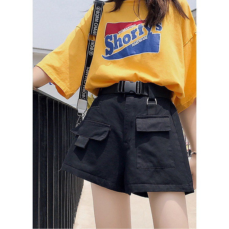 Quần Short Nữ Kaki Túi Lệch