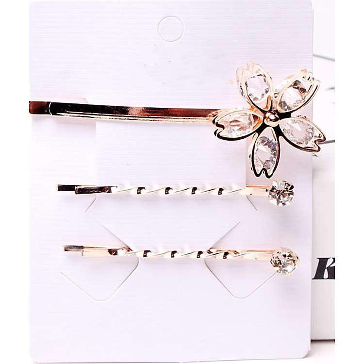 Set 3 Kẹp Tóc Đính Đá Pha Lê Hàn Quốc